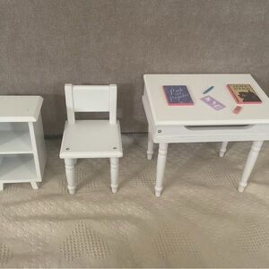 White 18” Doll Desk/ School Set